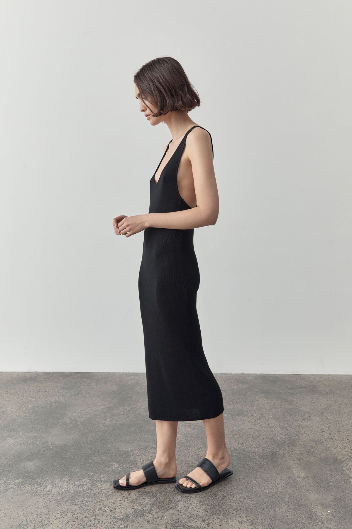 RACER BACK KNIT DRESS-BLACK Dress ST AGNI