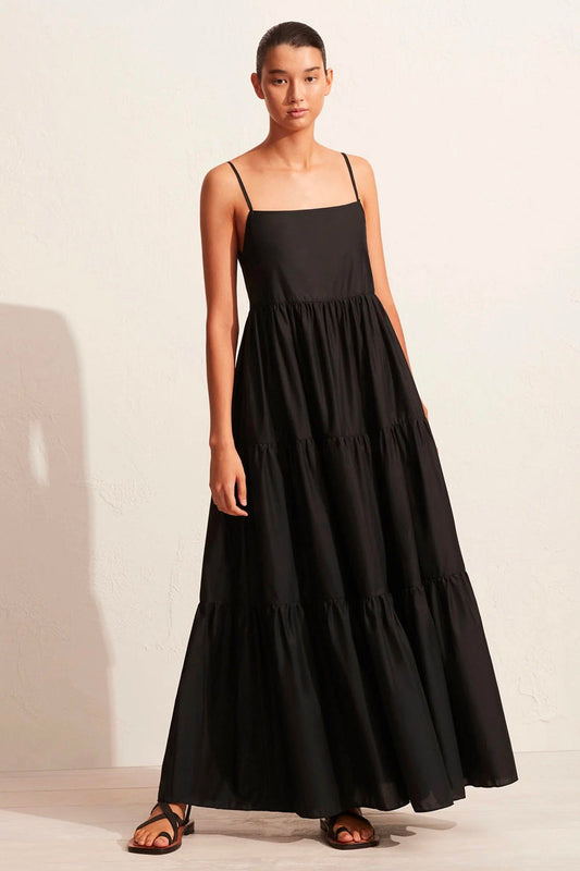 TIERED LOW BACK SUNDRESS-BLACK Dress Matteau