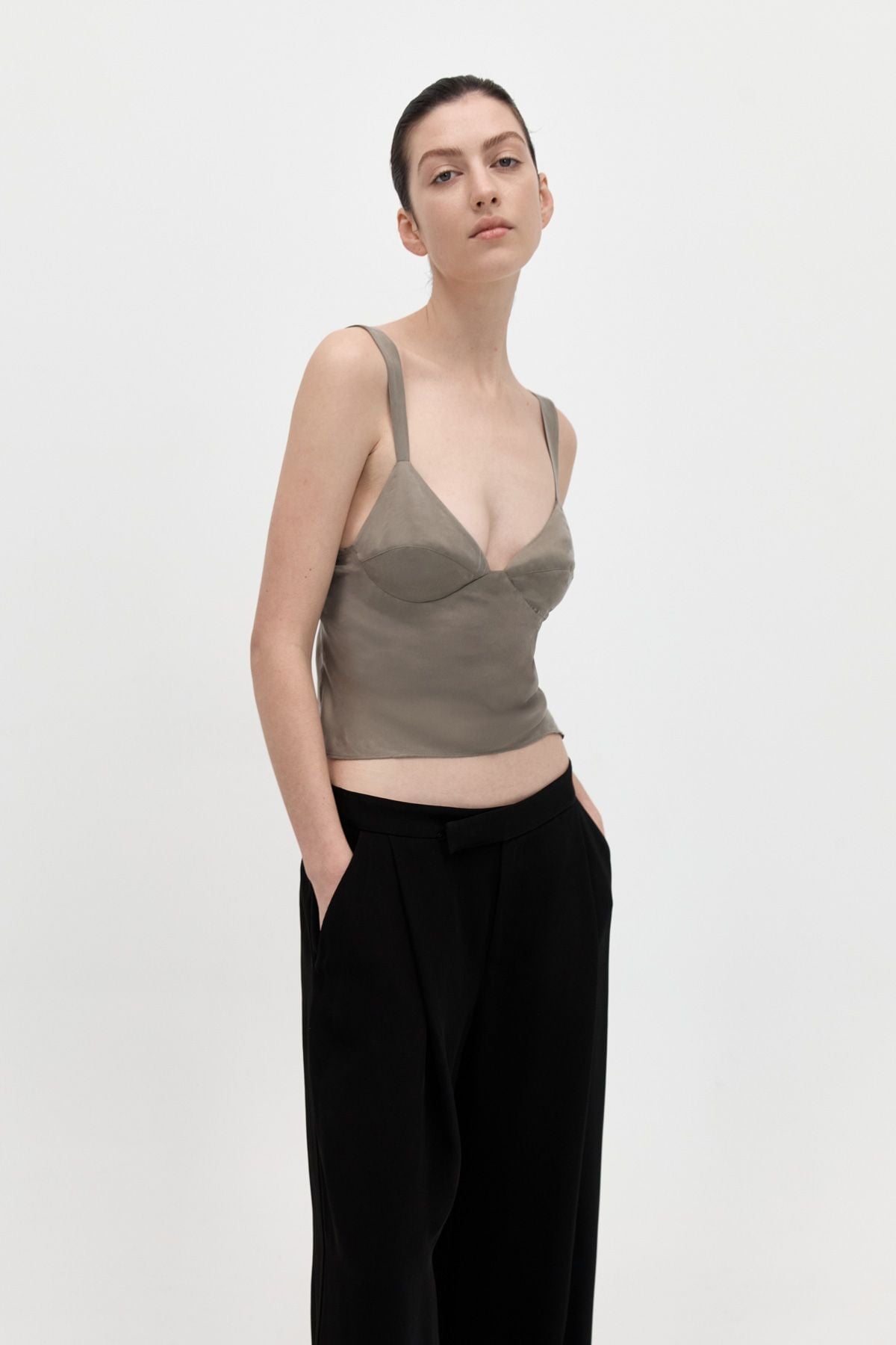 PEIGNOIR CAMISOLE-CASTOR GREY Tops ST AGNI XS Castor Grey