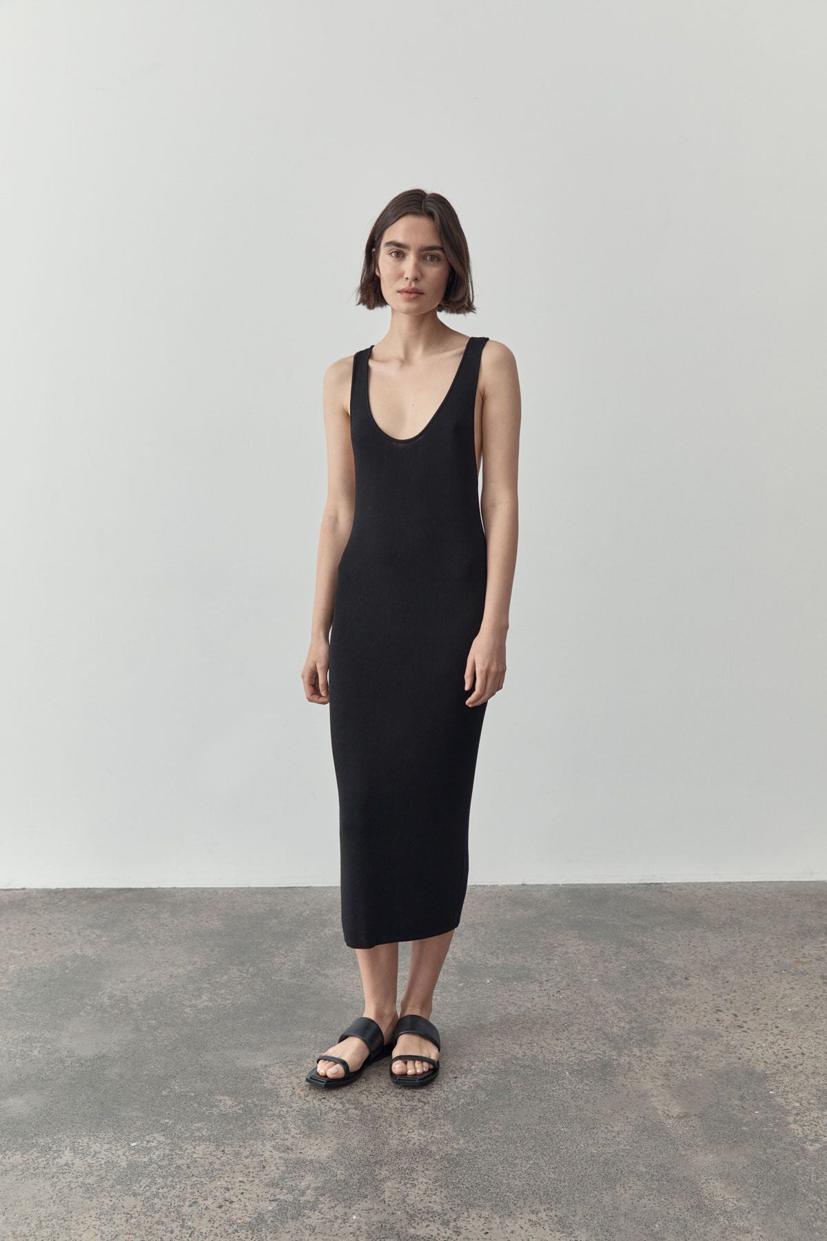 RACER BACK KNIT DRESS-BLACK Dress ST AGNI