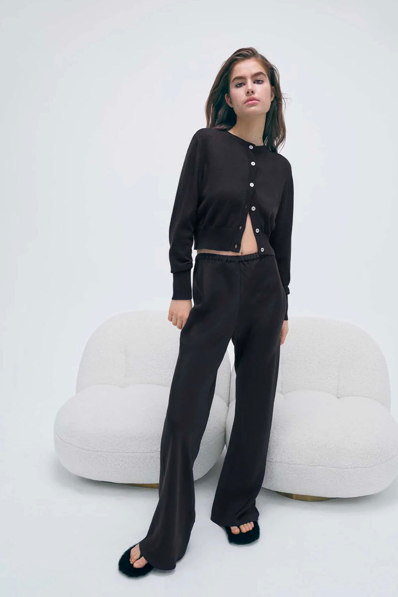 BIAS CUT PANTS-BLACK Pants Silk Laundry