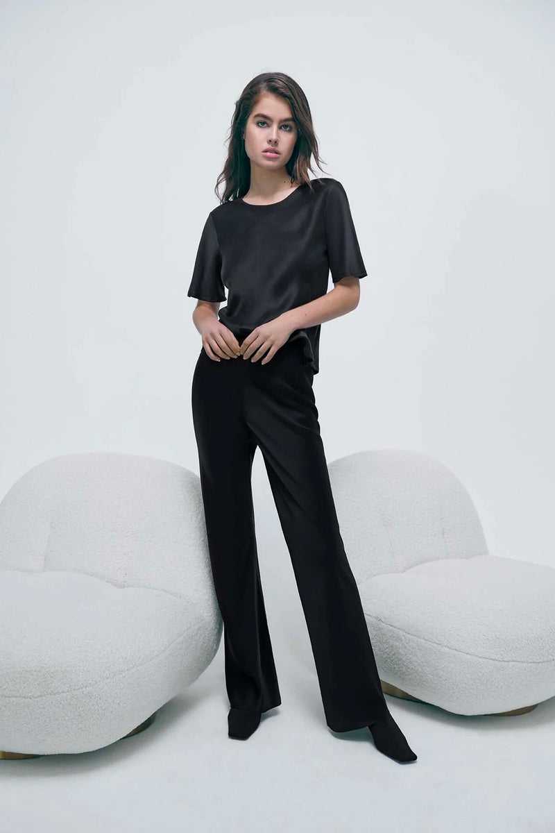 BIAS CUT PANTS-BLACK Pants Silk Laundry
