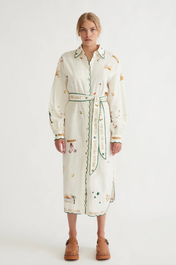 PARAISO BELTED SHIRT DRESS-COCONUT Dress ANTIPODEAN