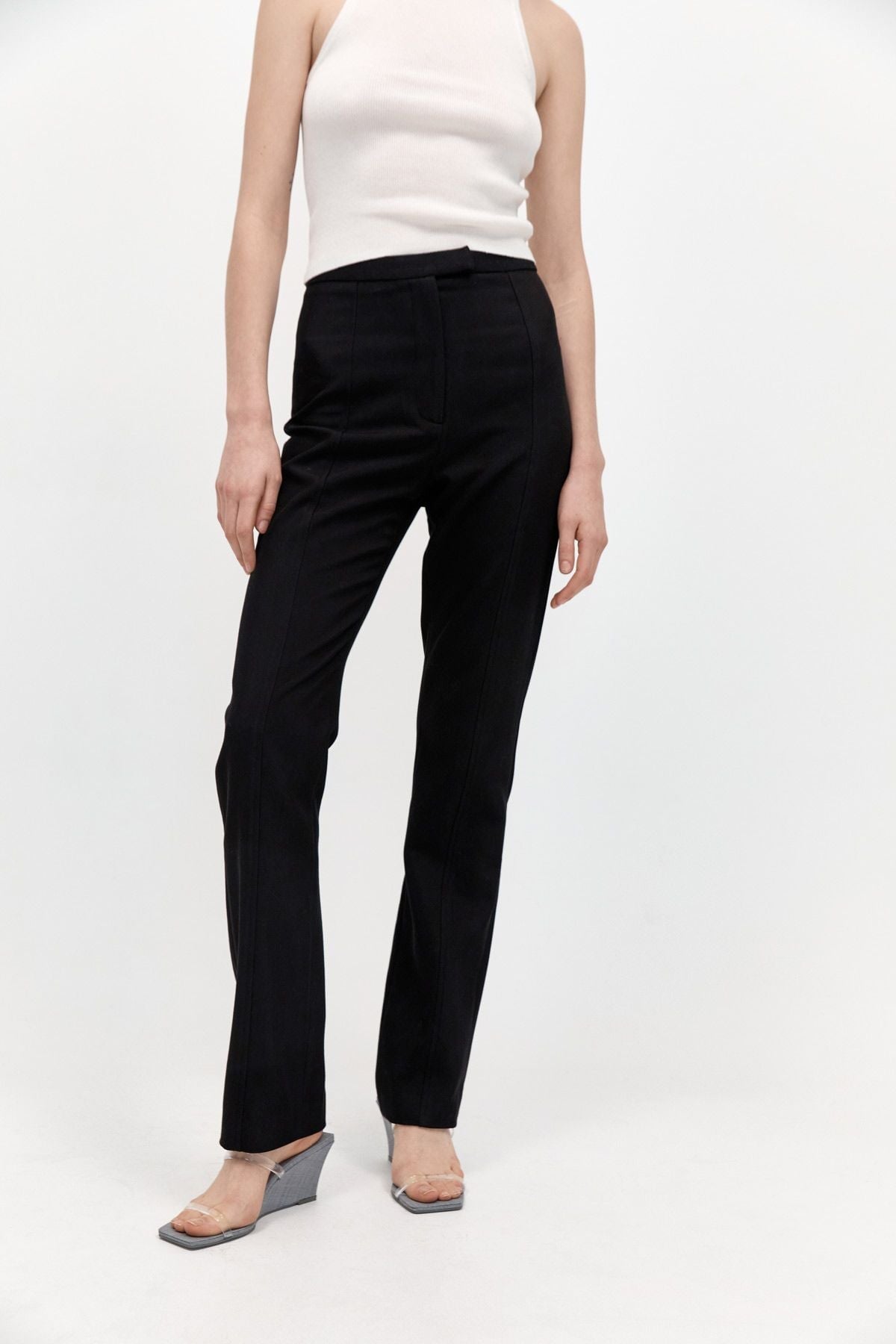 SLIM PANELLED TROUSERS-BLACK Pants ST AGNI XS Black