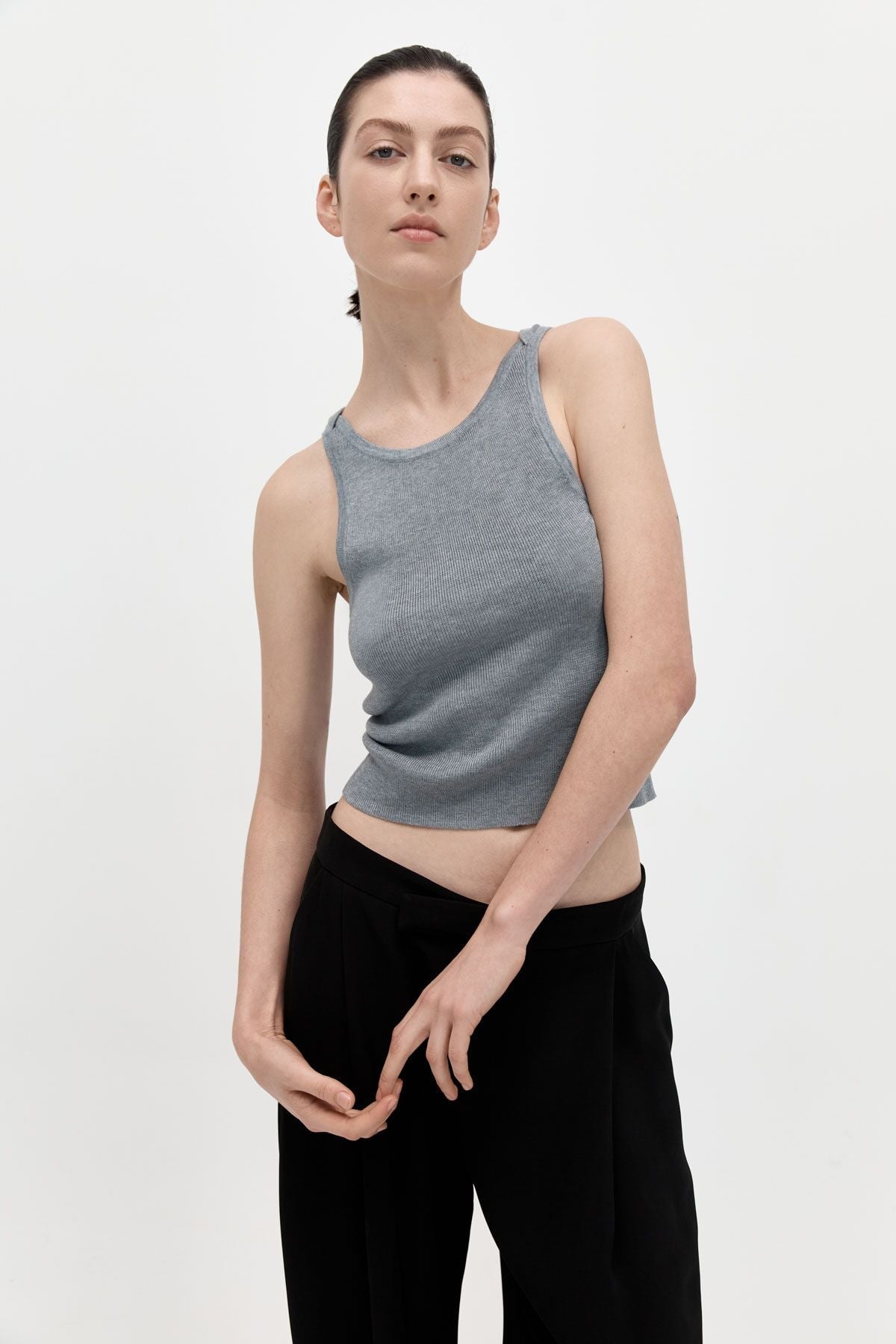 KNIT TANK-GREY MARLE Knitwear ST AGNI XS Marle