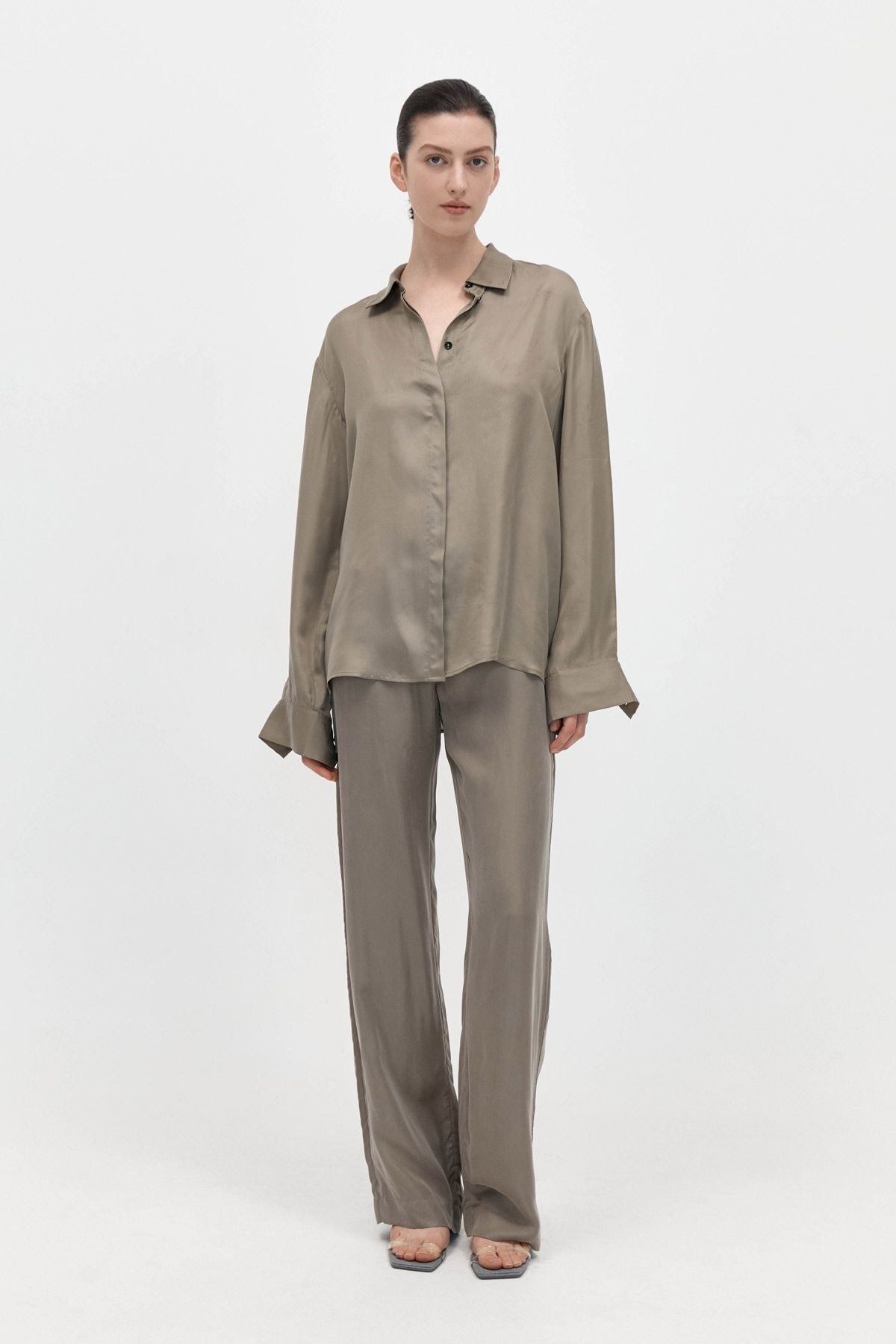 STRAIGHT LEG TROUSERS-CASTOR GREY Pants ST AGNI