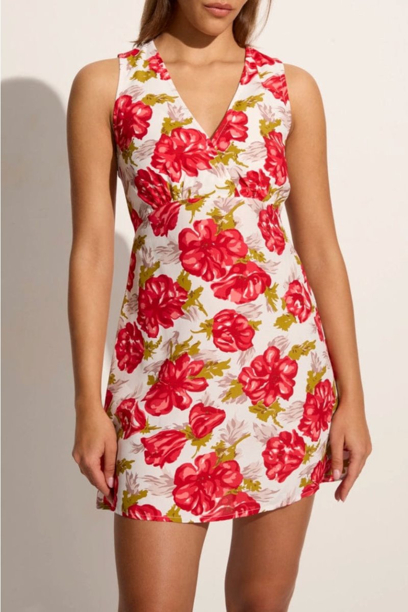 PENNE MINI DRESS-ISADORA FLORAL RED Dress Faithfull the Brand 