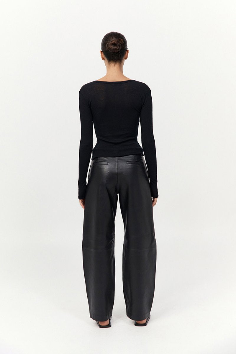 BABY WOOL LONG SLEEVE TOP-BLACK Tops ST AGNI 