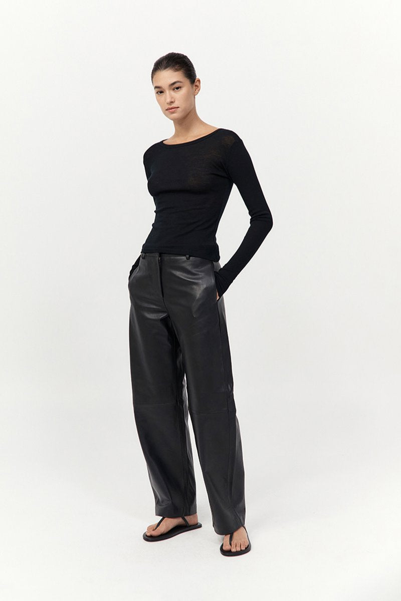 BABY WOOL LONG SLEEVE TOP-BLACK Tops ST AGNI 