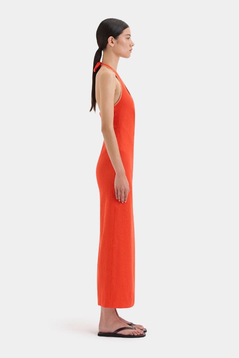 PANETTONE TWIST MIDI DRESS-TANGERINE