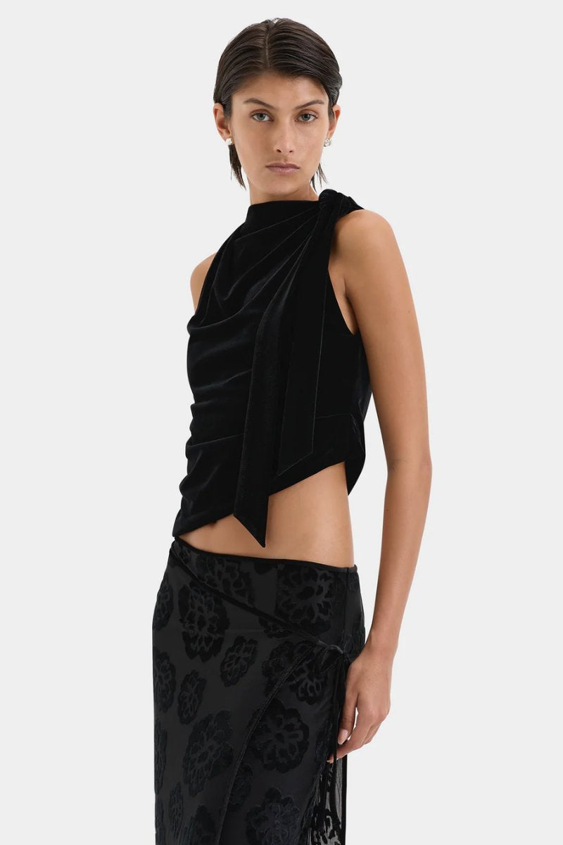 ETTORE DRAPE TOP-BLACK Tops SIR. 