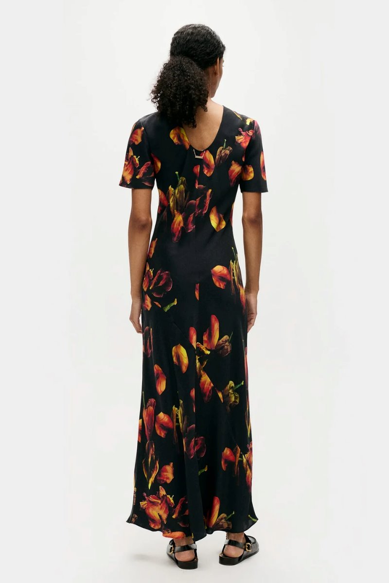 SHORT SLEEVE BIAS DRESS-TULIPA BLACK Maxi Dress Silk Laundry 