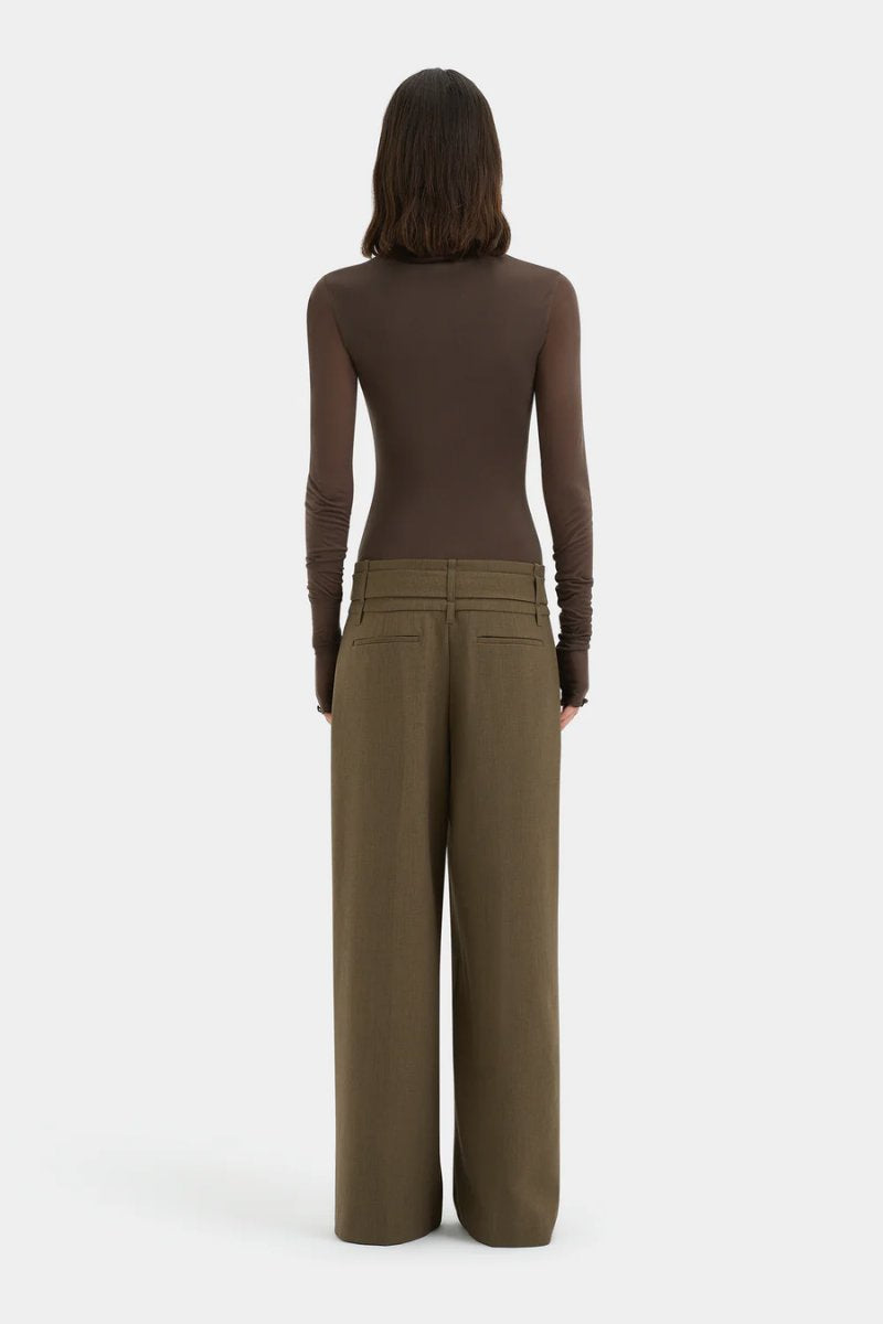 SARTORIA BELTED TROUSER-CHOCOLATE MARLE Pants SIR. 