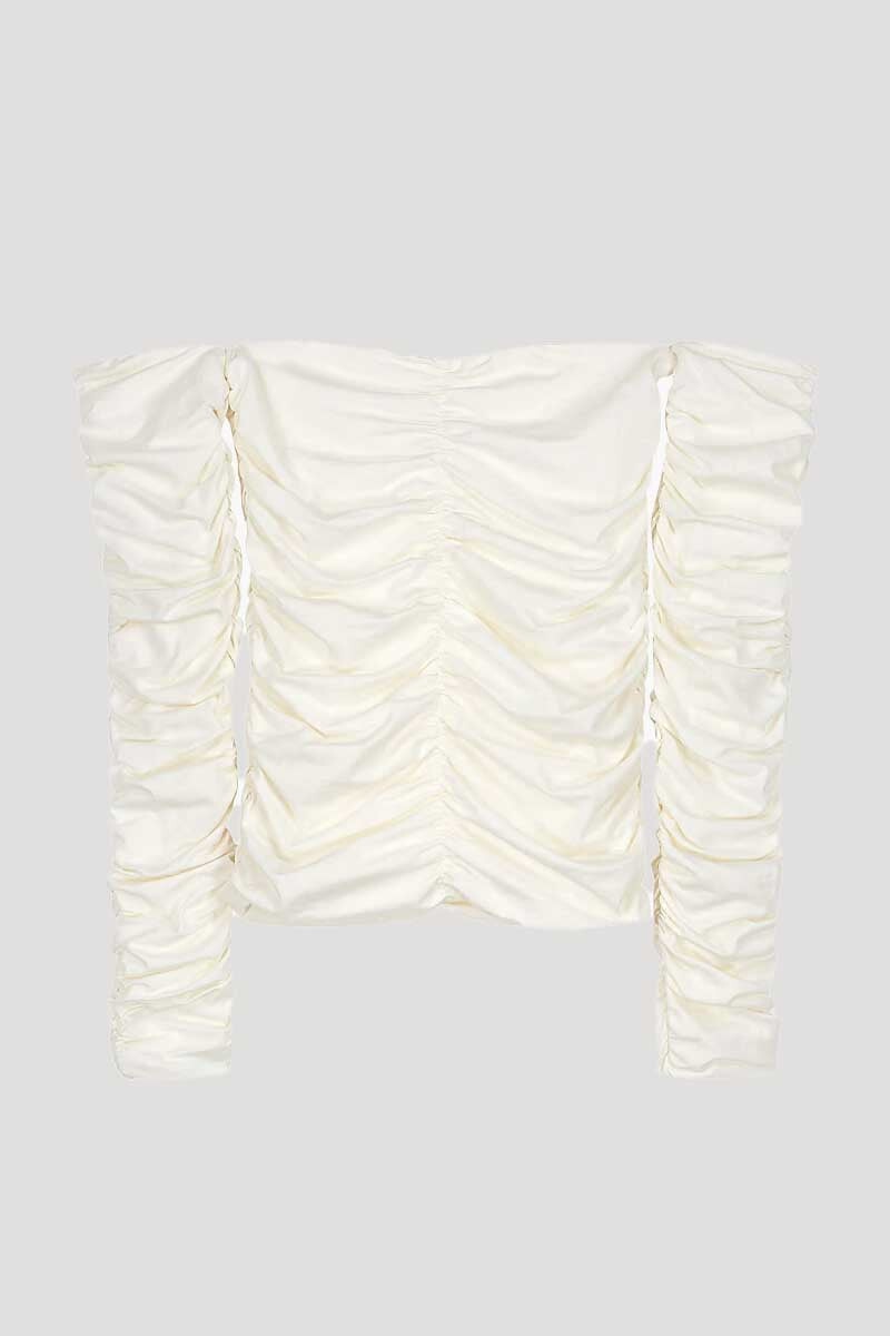 SMOCKED OFF SHOULDER TOP-OFF WHITE Tops Róhe 34 Off White 