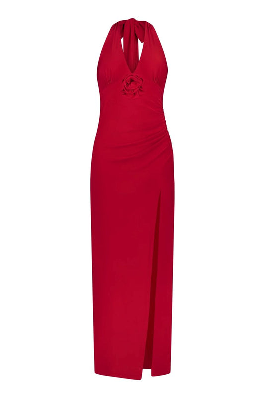 HALTER MAXI DRESS-RED Dress With Harper LU 