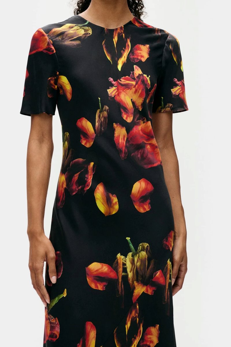 SHORT SLEEVE BIAS DRESS-TULIPA BLACK Maxi Dress Silk Laundry 