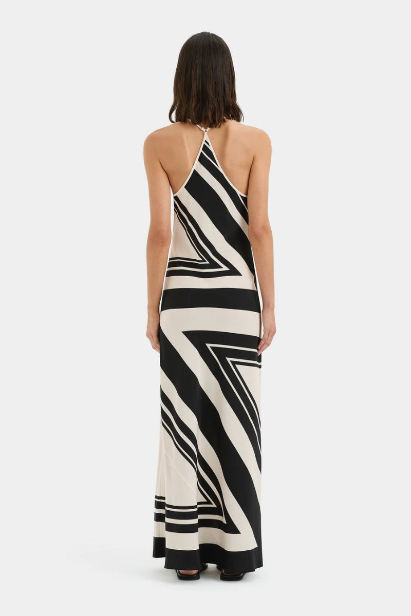 PIETRA V NECK SLIP DRESS-MILANO NERO Maxi Dress SIR. 