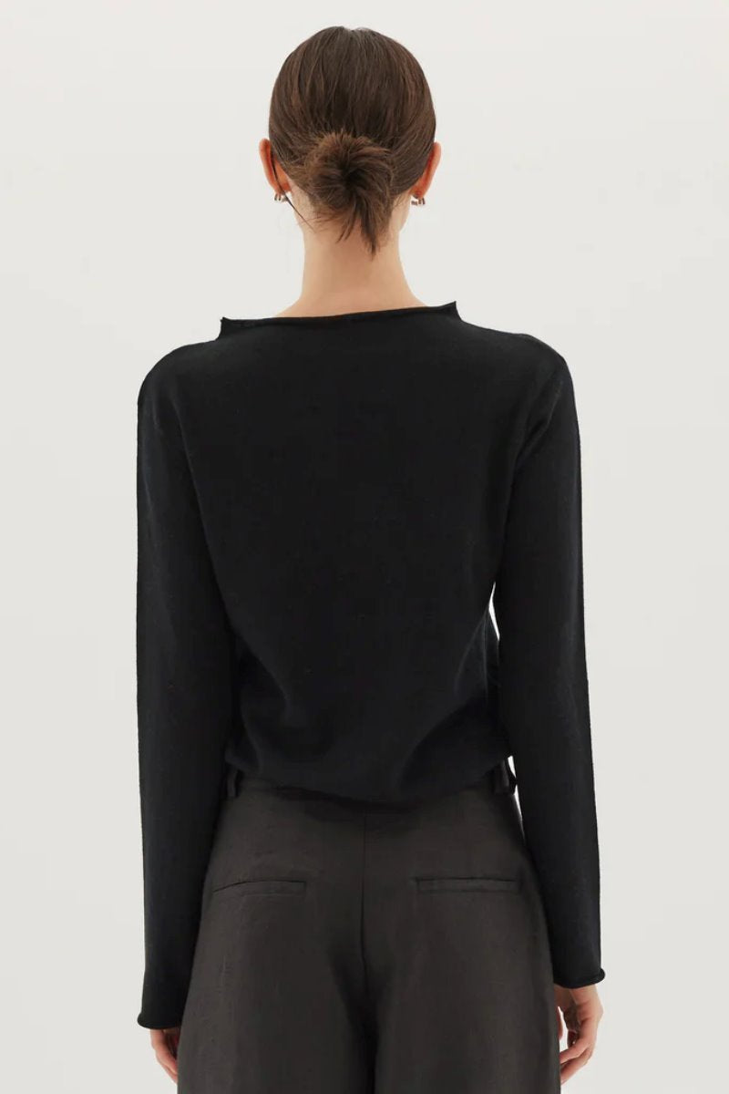 THE FUNNEL NECK TOP-BLACK Tops Cloth & Co 