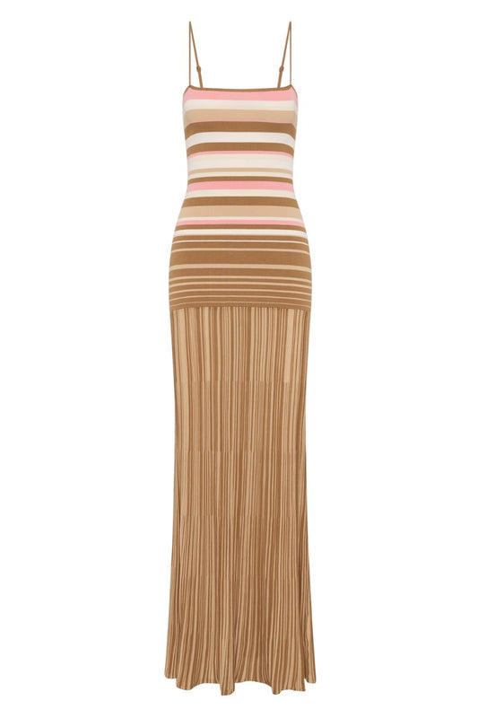 ESENIA KNIT DRESS-PUCE SEPIA STRIPE Maxi Dress Faithfull the Brand 