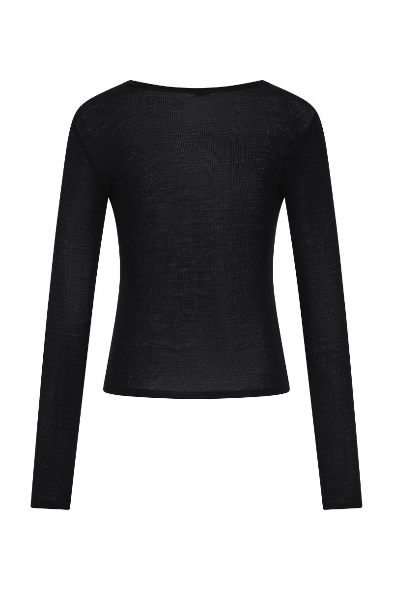 BABY WOOL LONG SLEEVE TOP-BLACK Tops ST AGNI 