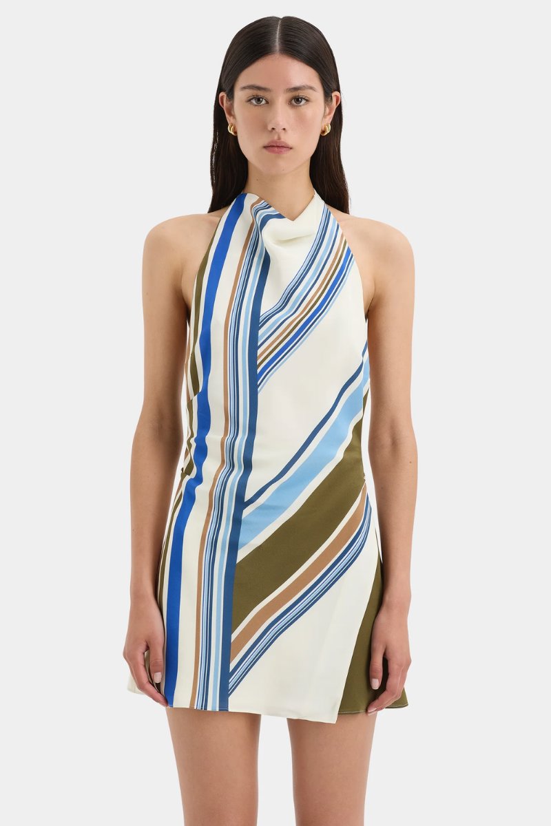 THISTLE HALTER MINI DRESS-BLUE BAIADERA Mini Dress SIR. 