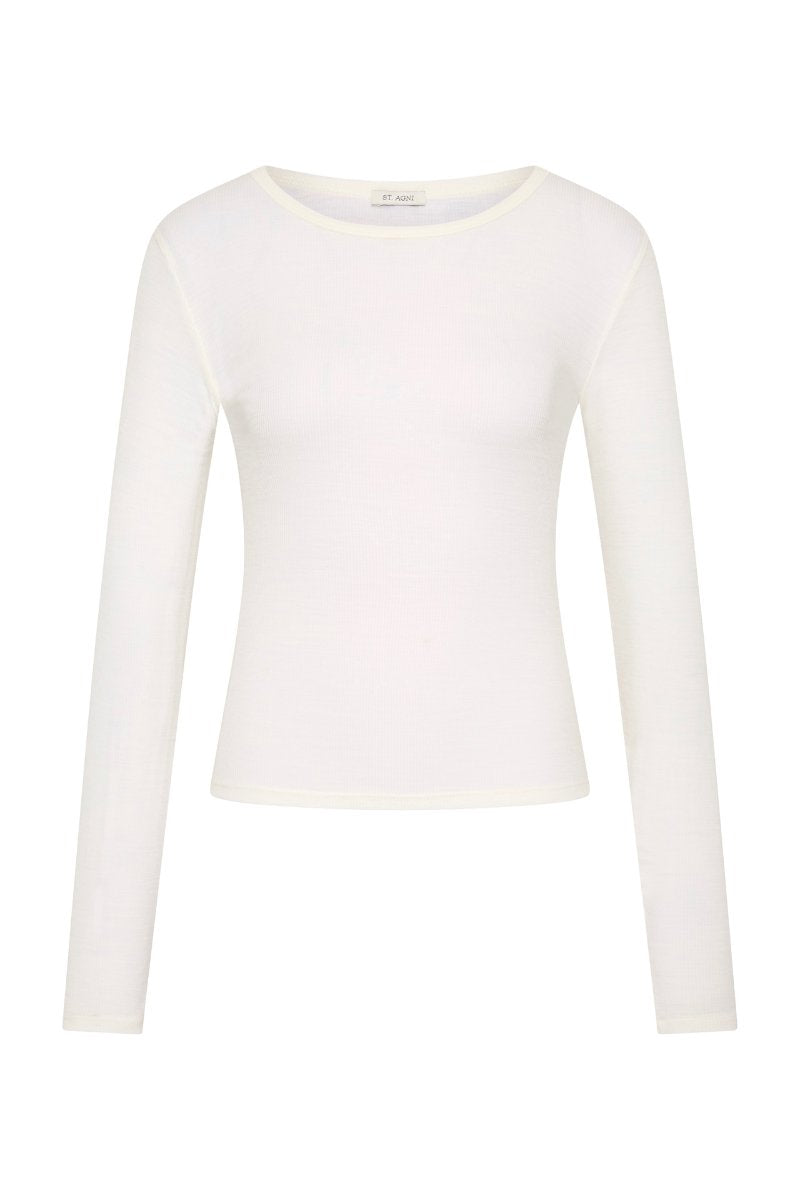BABY WOOL LONG SLEEVE TOP-OFF WHITE Tops ST AGNI 