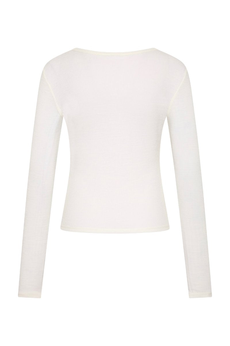BABY WOOL LONG SLEEVE TOP-OFF WHITE Tops ST AGNI 