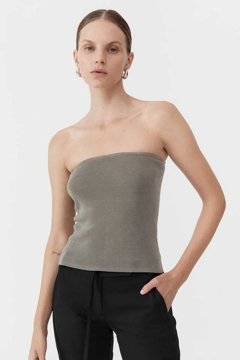 90S STRAPLESS KNIT TOP-SHADOW Tops ST AGNI 