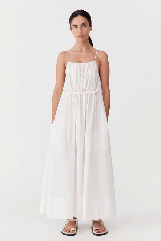RELAXED DRAWSTRING DRESS-WHITE Dress ST AGNI XS White 