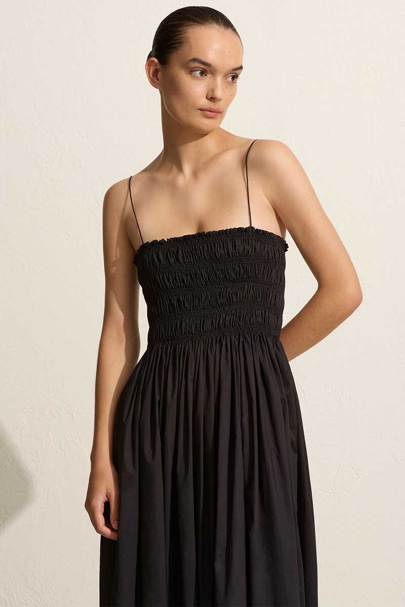 SHIRRED BODICE DRESS-BLACK Dress Matteau 