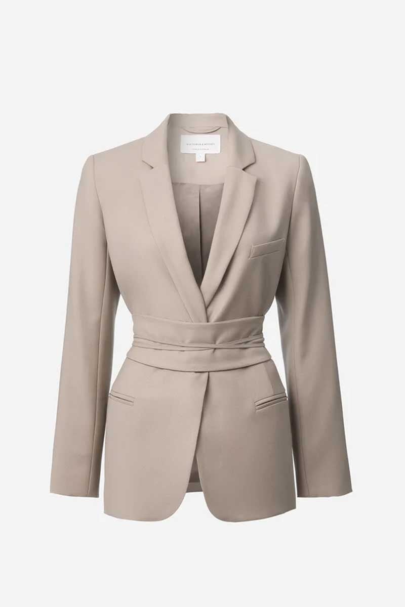 SHERIFF BELTED WOOL BLAZER-TAUPE Blazers Viktoria and Woods 0-0 Taupe 