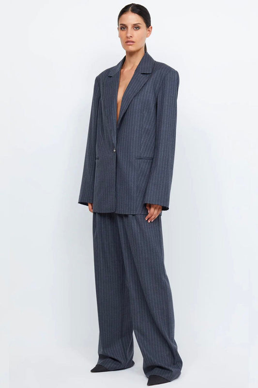PINE BLAZER-CHARCOAL PINSTRIPE Jackets Bec and Bridge 6 Charcoal Pinstripe 