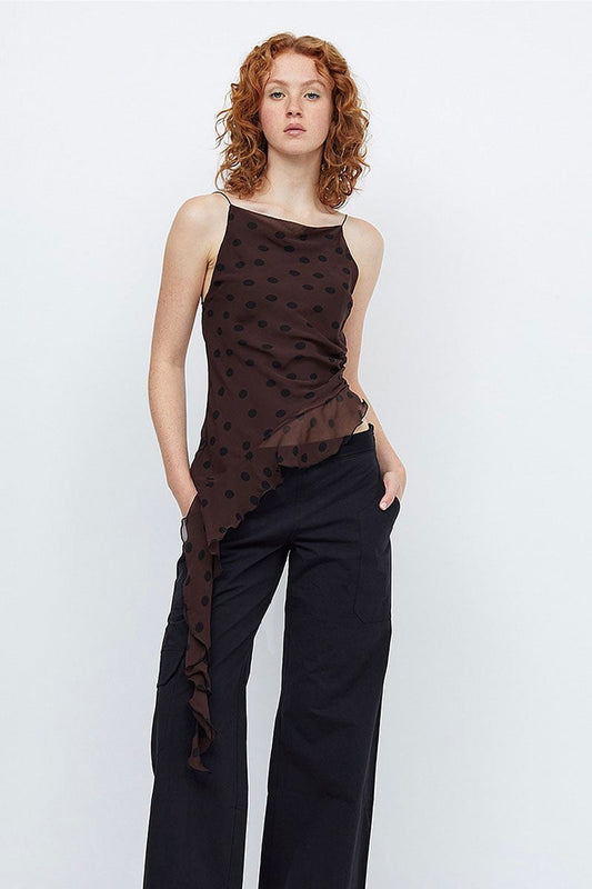 TURNER ASYM TOP-CHOCOLATE/BLACK Tops Bec and Bridge 6 Chocolate Black 