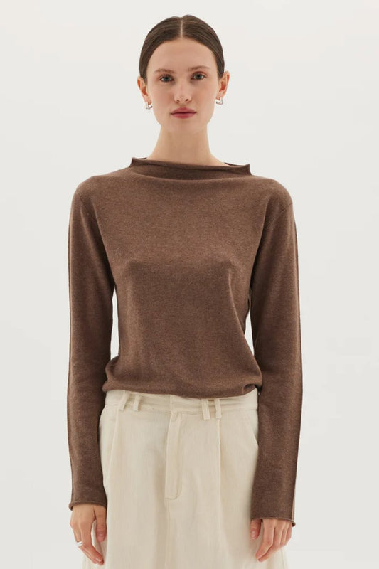 THE FUNNEL NECK TOP-COCOA Tops Cloth & Co 