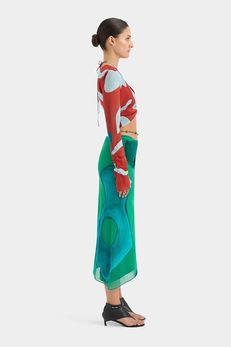 FRANKIE GATHERED SLEEVE TOP-RUBY REFLECTION Tops SIR. 