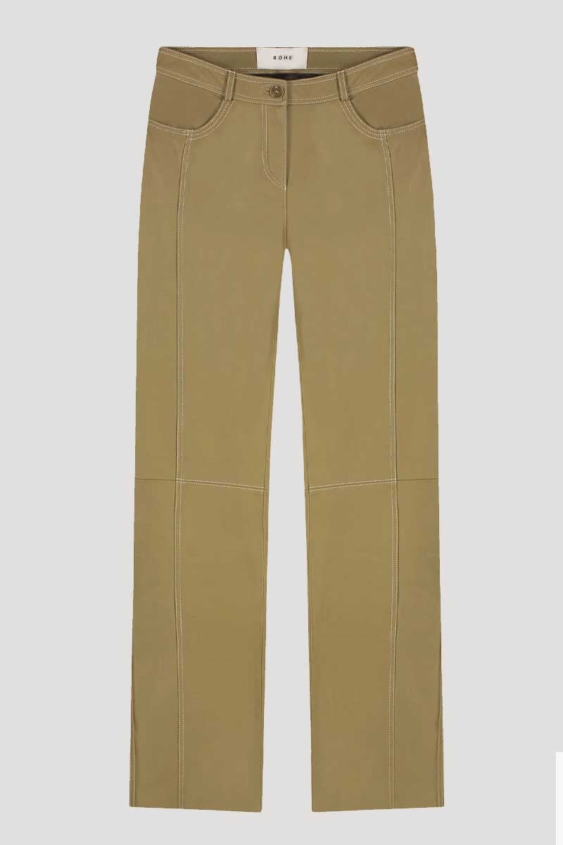 LEATHER CONTRAST STITCHED TROUSERS-GOLDEN PALM Pants Róhe 34 Golden Palm 