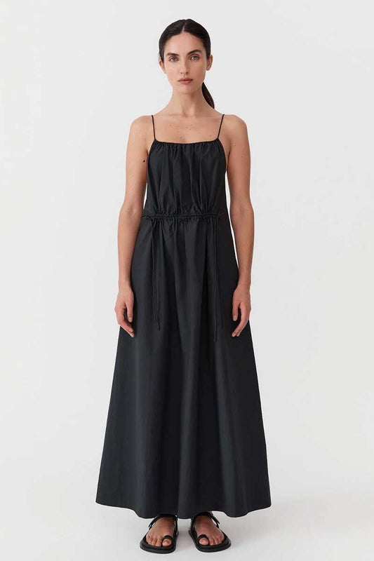 RELAXED DRAWSTRING DRESS-BLACK Dress ST AGNI 