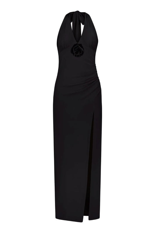 HALTER MAXI DRESS-BLACK Dress With Harper LU 