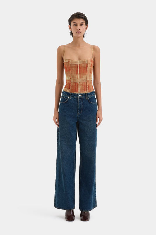 FERRERA BUSTIER-ARANCIA CHECK Tops SIR. 