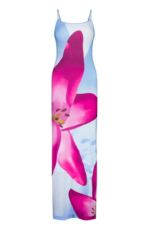 SLIP DRESS-SKY LILY FLORAL Dress With Harper LU XS Sky Lily Floral 