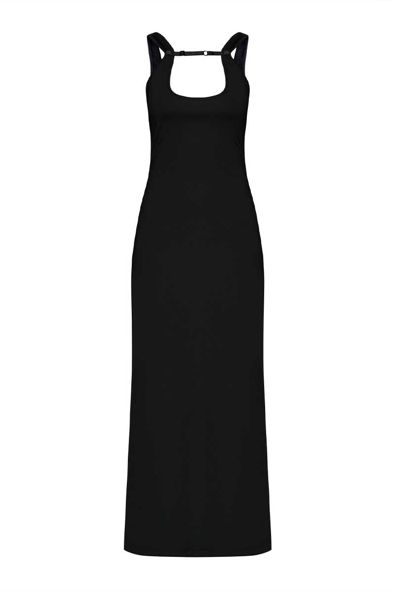 RIB STRAP MAXI DRESS-BLACK Dress Wynn Hamlyn XXS Black 