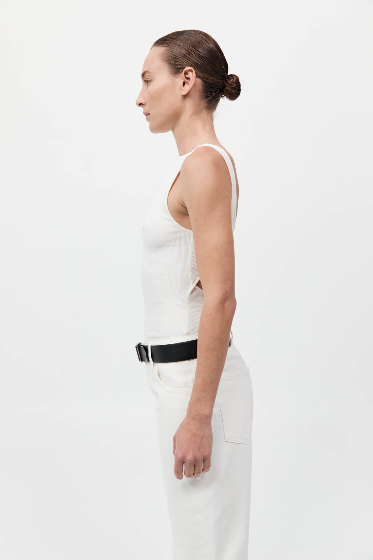 RIB BATEAU CUT OUT TOP-WHITE Tops ST AGNI 