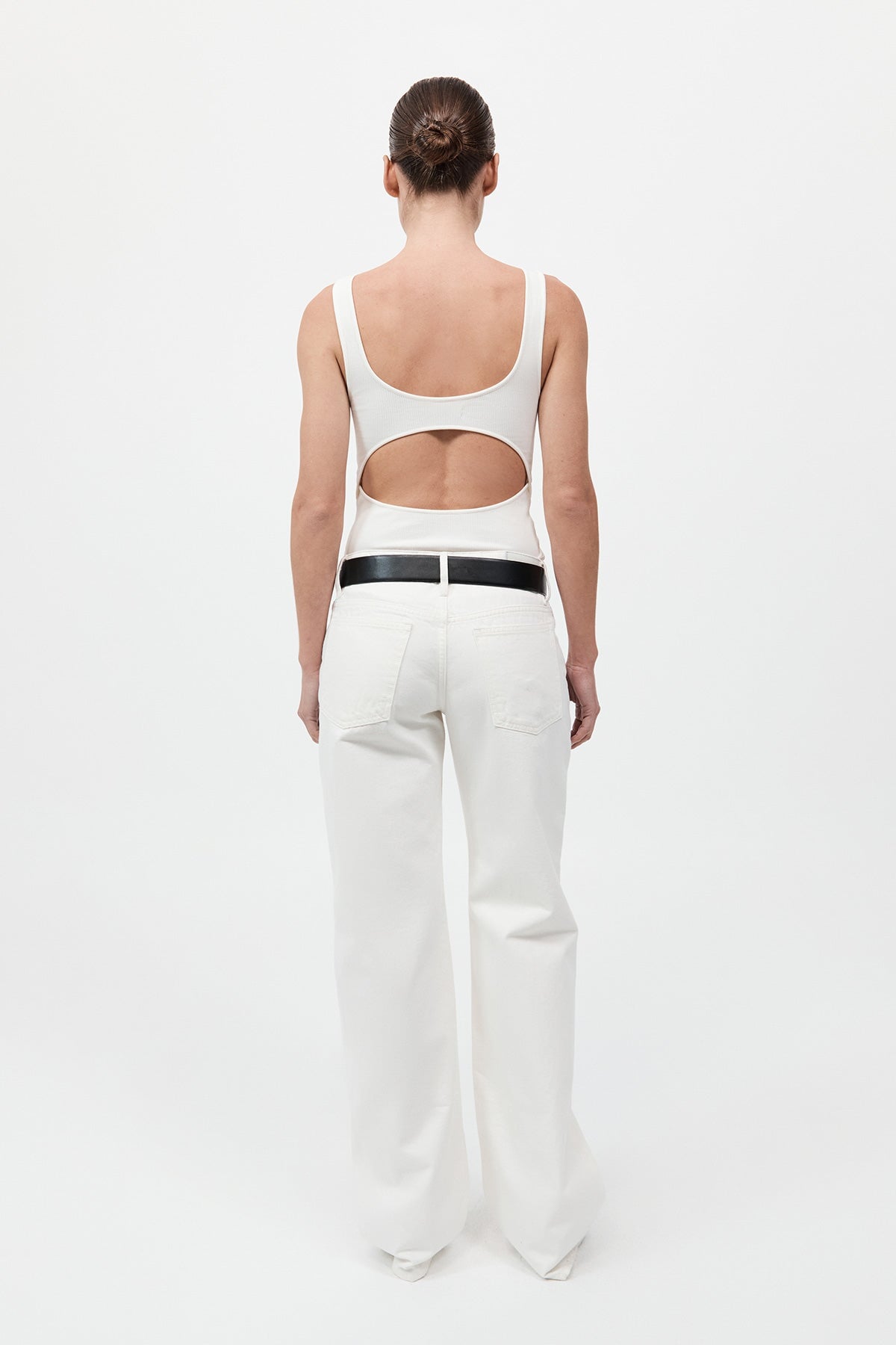 RIB BATEAU CUT OUT TOP-WHITE Tops ST AGNI 