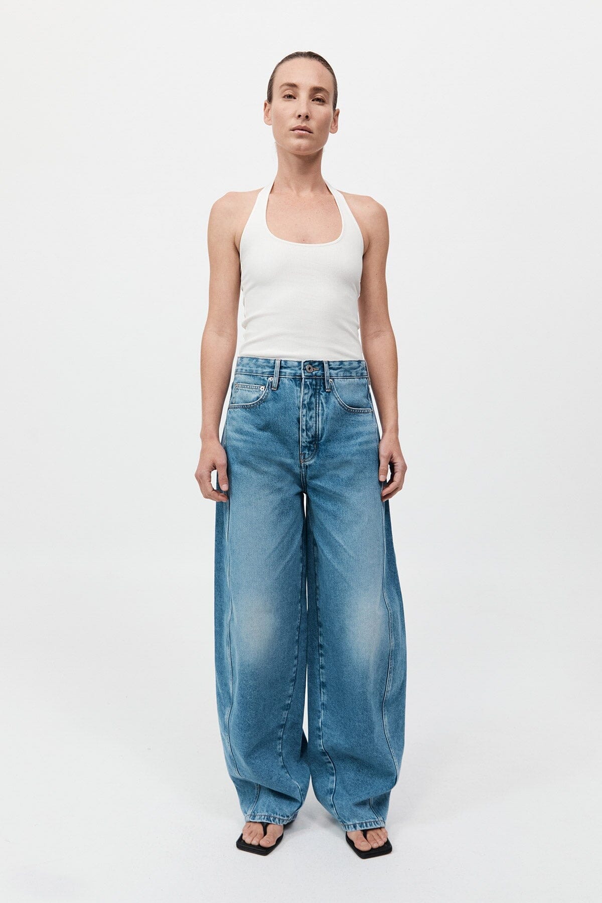 RIB HALTER TOP-WHITE