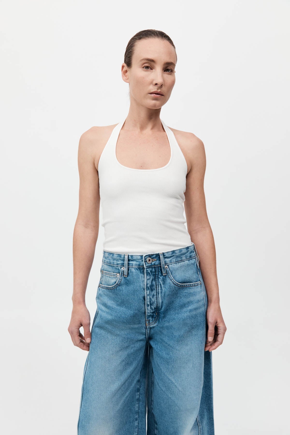 RIB HALTER TOP-WHITE Tops ST AGNI 