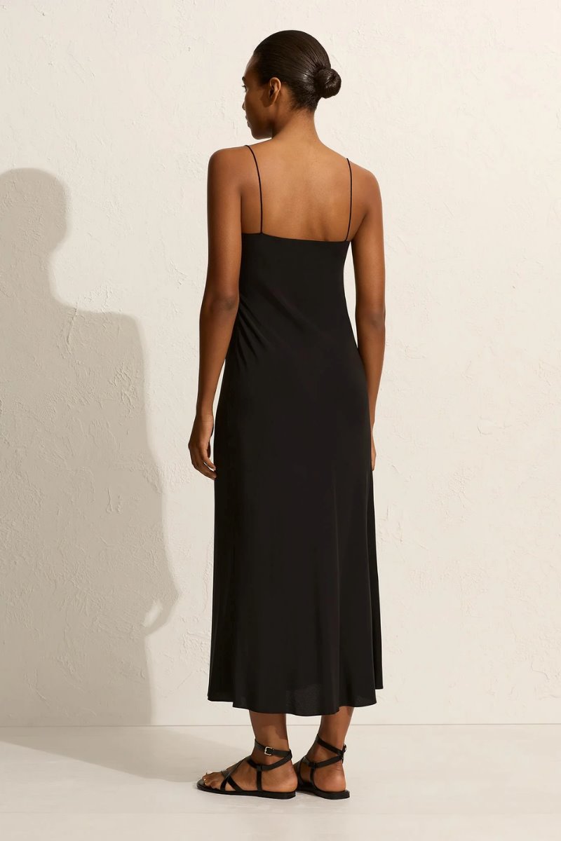 SQUARE SLIP DRESS-BLACK Midi Dress Matteau 
