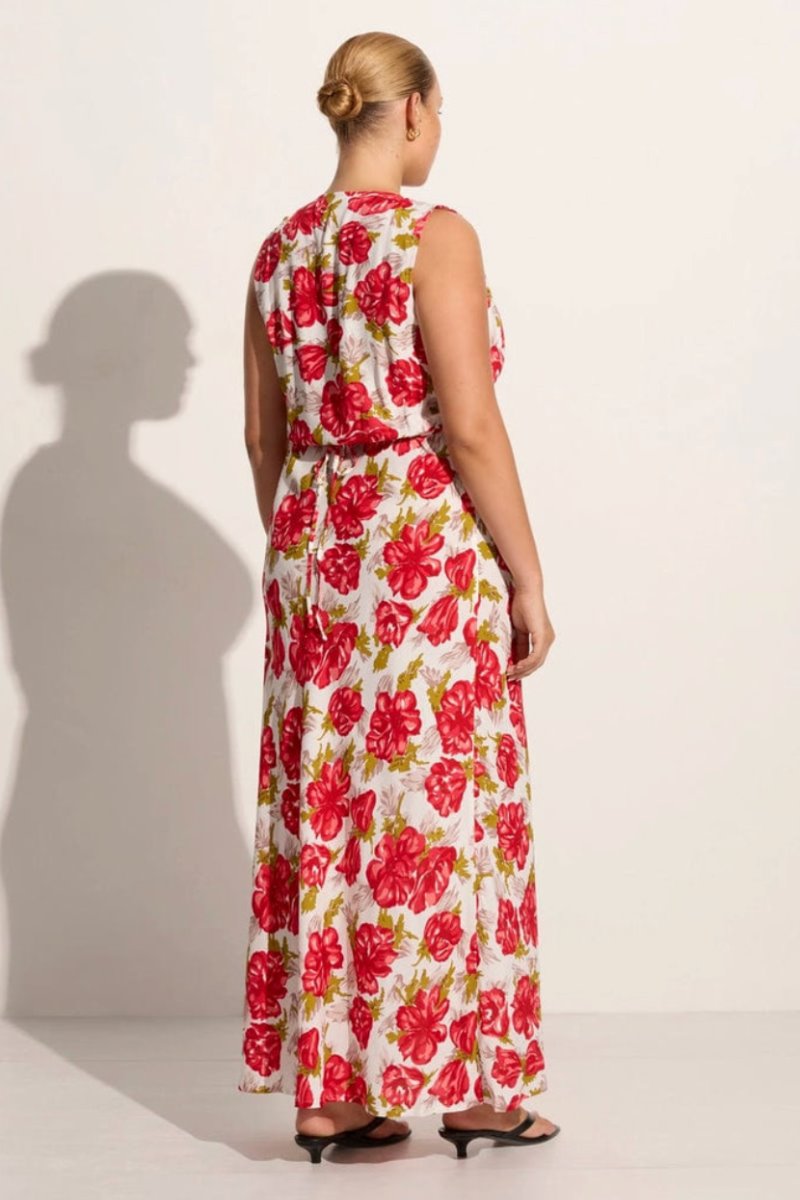 ACACIA MAXI DRESS-ISADORA FLORAL RED Dress Faithfull the Brand 