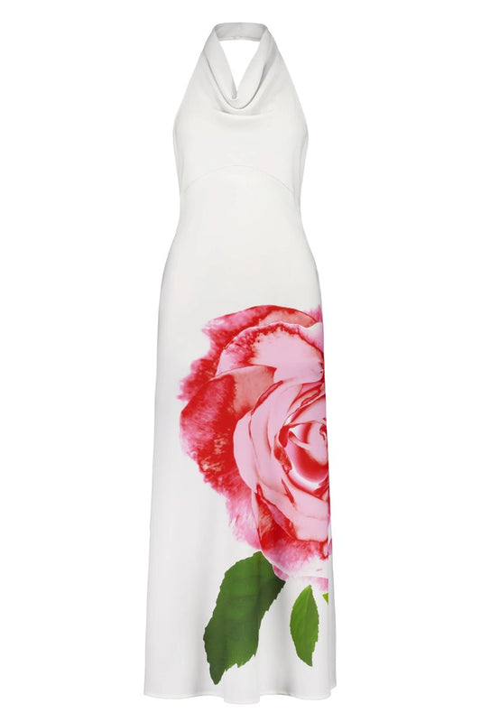 COWL SLIP DRESS-WHITE ROSE Dress With Harper LU 