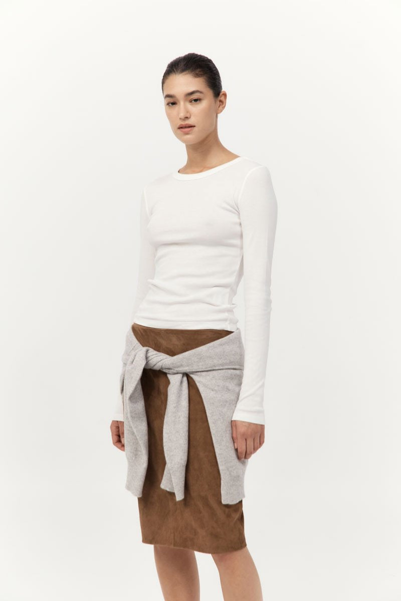 ORGANIC COTTON LONG SLEEVE TOP-WHITE Tops ST AGNI 