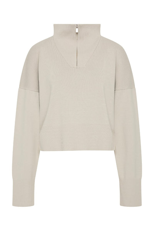 MILANO KNIT ZIP JUMPER-SILVER Knitwear ST AGNI 